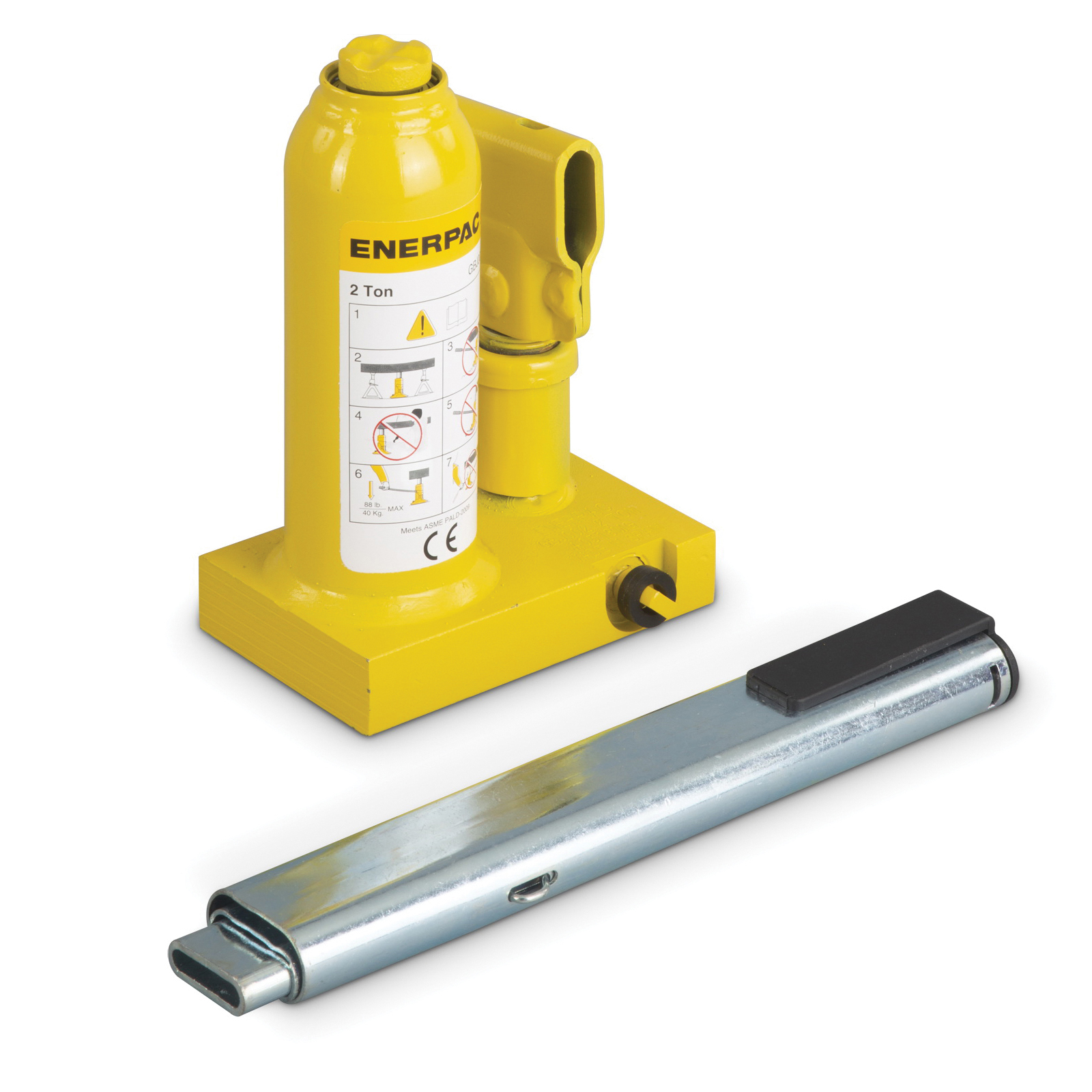 Enerpac GBJ002A Hydraulic Bottle Jack, 2 ton Load, 6.61 in H Min, 13.31 in H Max, 4.13 in, 2.56 in L Screw