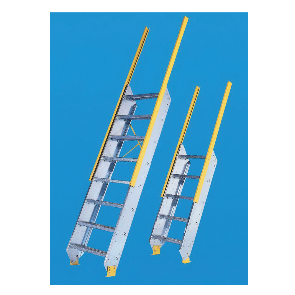 EQUIPTO 1524L04 Ship Stair, 125 lb/sq-ft, Galvanized Steel