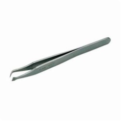 Erem 15AGS Non-Reflecting Non-Rusting Cutting Tweezer, Curved/Fine/Narrow Oblique Tip, 4.528 in L, Carbon Steel, Anti-Glare Coated