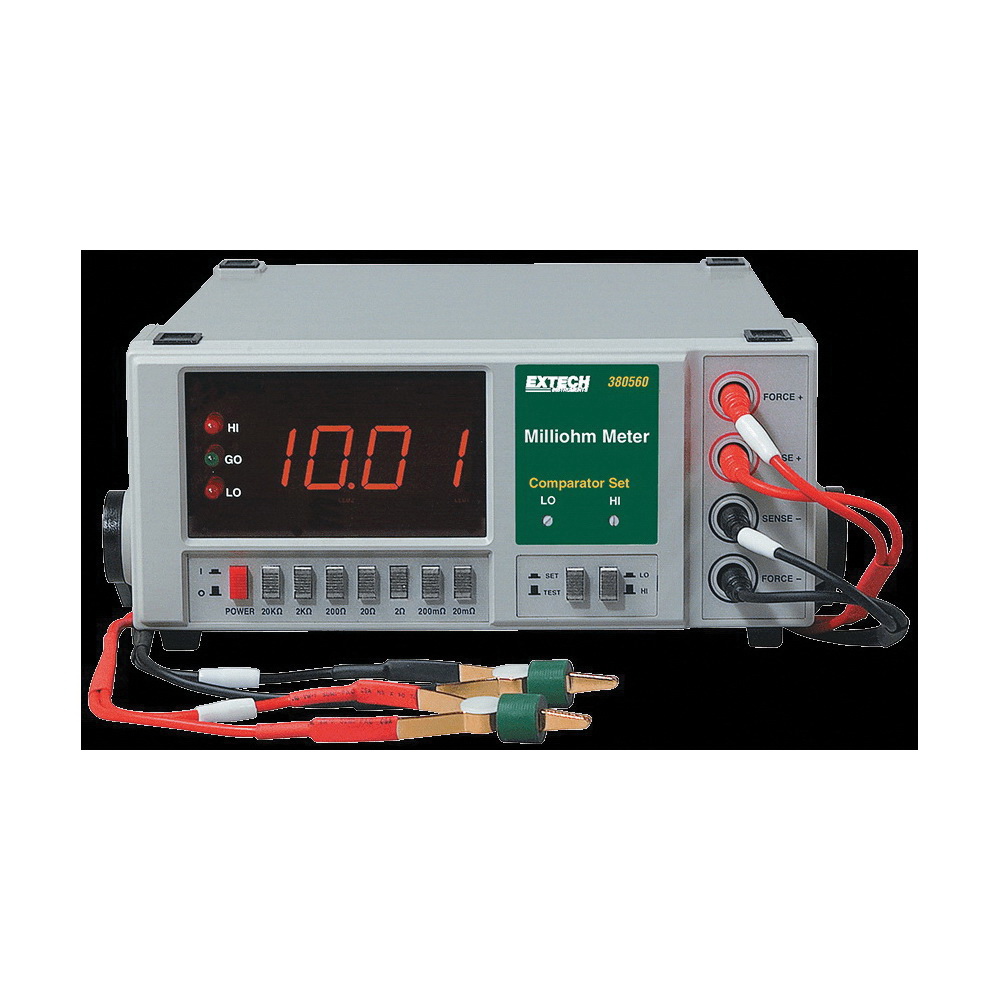 Extech 380560 High Resolution Precision Milliohm Meter, 1 mA to 1 A, LCD Display, 110 VAC