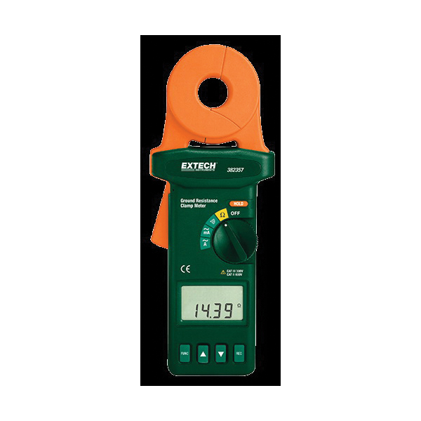Extech 382357-NIST Clamp-On Ground Resistance Tester, 0.3 mA to 30 A, 3.333 kHz, LCD Display, 9 V Battery