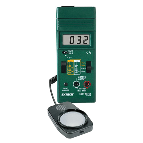 Extech 401025-NIST Digital Foot Candle/Lux Light Meter, 200/2000/5000 fc Measuring, 0.1 fc Resolution, +/-5% Full Scale Accuracy, LCD Display