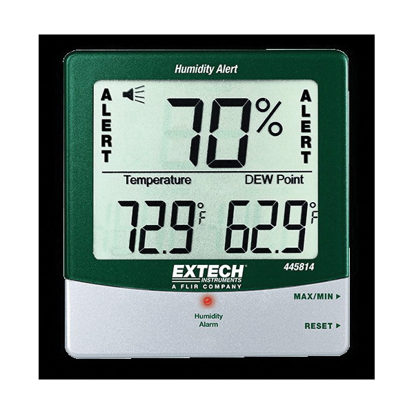 Extech 445814 Hygro Thermometer, 14 to 140 deg F/-10 to 60 deg C, 10 to 99% RH, Triple LCD Display