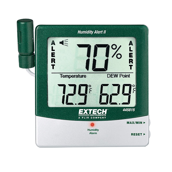 Extech 445815-NIST 1-Point Hygro Thermometer With Dew Point, 14 to 140 deg F, 10 to 99 % Humidity, Triple LCD Display, 18 in L Cord