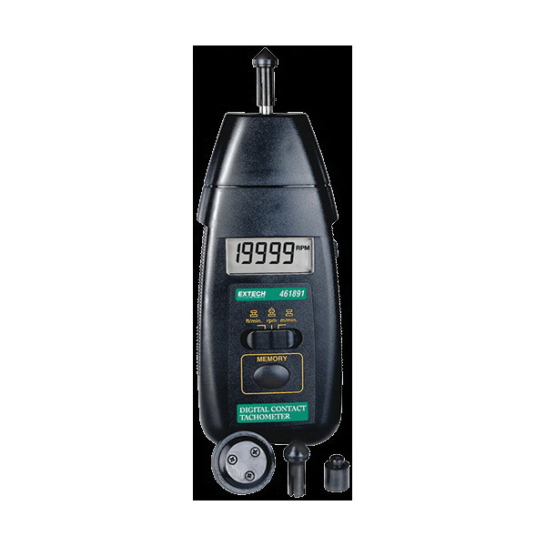 Extech 461891 High Precision Contact Tachometer, +/-0.05% Reading + 1 Digit Accuracy, 5 Digit Large LCD Display