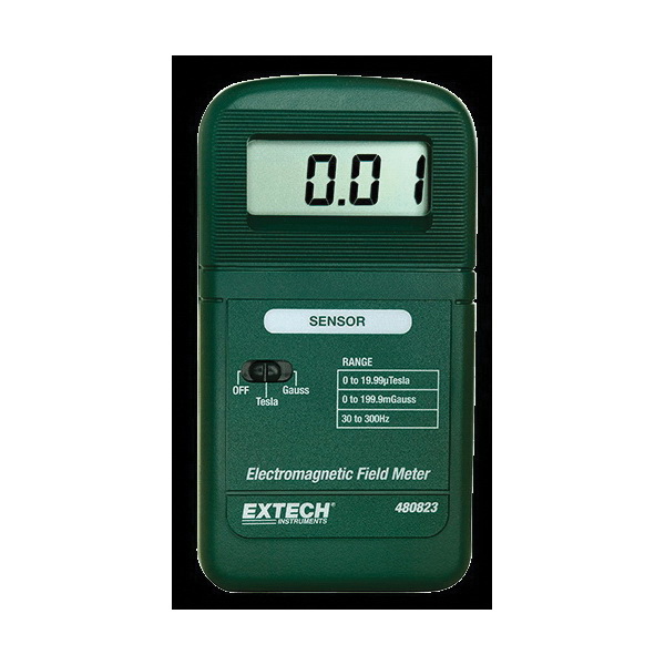 Extech 480823 Single Axis EMF/ELF Meter, 0 to 199.9 Mg/0.01 to 19.99 uT, 30 to 300 Hz, +/-4% + 3 Digit, 3-1/2 Digit LCD Display