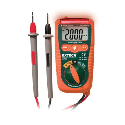 Extech DM220 Digital Autoranging Mini Pocket Multimeter With Non-Contact Voltage Detector and Built-In Flashlight, 1 mV to 600 VAC, 0.1 mV to 600 VDC, 0.01 to 200 mA AC/DC, 0.1 Ohm to 40 MOhm, 4000 Count Large Digital LCD Display