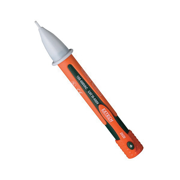 Extech DV20 Non-Contact Voltage Detector, 100 to 600 VAC, Flashing LED Indicator, CAT III 600V, Plastic