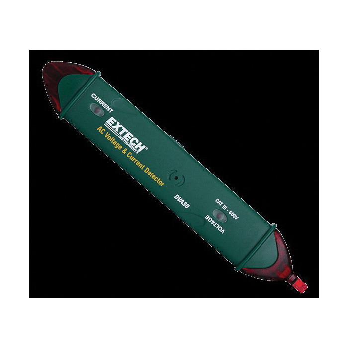 Extech DVA30 Non-Contact Voltage and Current Detector, 12 to 600 VAC, 200 mA to 1000 A AC, Beeper Audible/Flashing LED Visible Indicator, CAT III 600V, Plastic