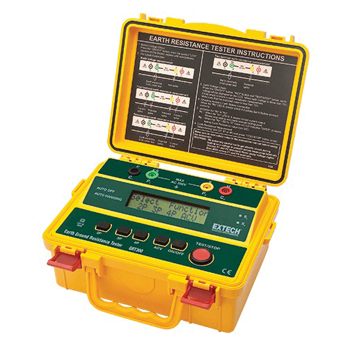 Extech GRT300-NISTL 4-Wire Earth Ground Resistance Tester, 0 to 300 VAC Earth, <2 mA, 820 Hz, Large Dual Line Digital LCD Display, 1.5 VDC AA Battery