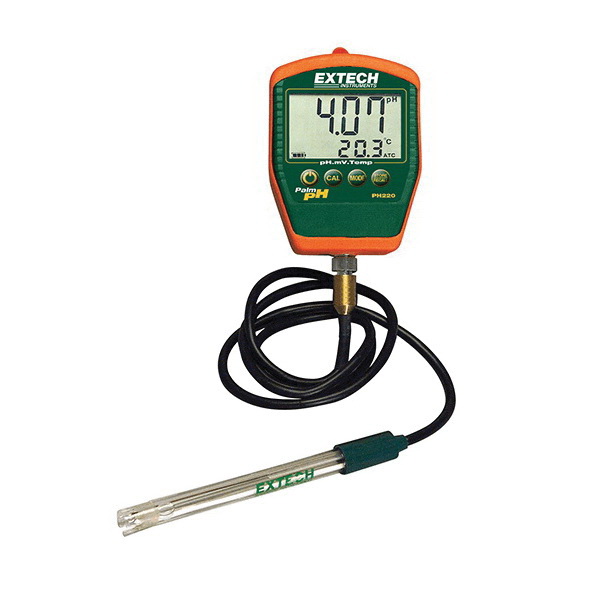 Extech PH220-C Compact Sized Waterproof Palm pH and Temperature Meter, 0 to 14 pH Unit pH Measuring, 0.01 pH Resolution, +/-0.01 pH, +/-0.8 deg F Accuracy, 9 VDC Alkaline Battery, 32 to 212 deg F