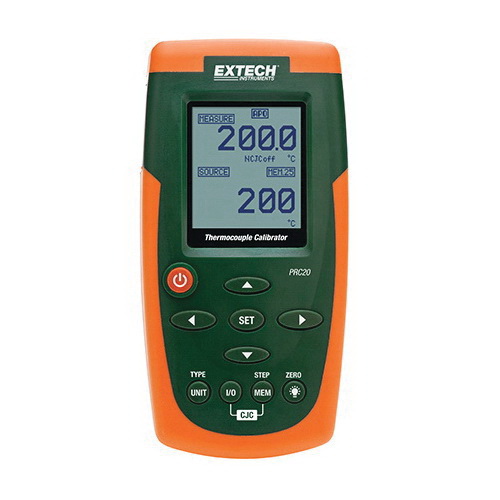Extech PRC20-NIST Multi-Thermocouple Calibrator, -10 to 60 mV, +/-0.01 % Accuracy, Dot Matrix LCD Display, (6) 1.5 VDC AA Batteries