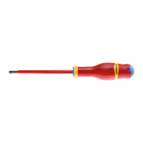 Proto FW-AP2X125VE Standard Screwdriver, #2 Phillips Point, Alloy Steel Shank, 9-3/4 in OAL, Molded Rubber Handle, Black Oxide
