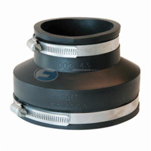 Fernco 1002-43 Flexible Pipe Coupling, 4 x 3 in Nominal, Clay x Cast Iron/Plastic End Style, PVC, Domestic