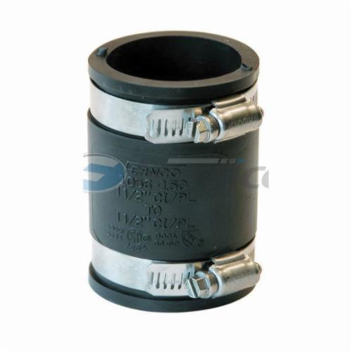 Fernco 1056-150 Flexible Pipe Coupling, 1-1/2 in Nominal, Plastic End Style, PVC, Domestic