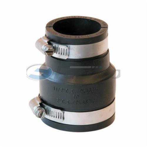 Fernco 1056-215 Flexible Pipe Coupling, 2 x 1-1/2 in Nominal, Plastic End Style, PVC, Domestic