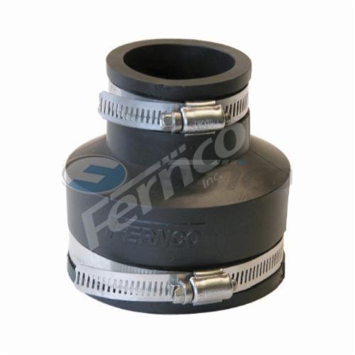 Fernco 1056-315 Flexible Pipe Coupling, 3 x 1-1/2 in Nominal, Cast Iron/Copper/Lead/Plastic/Steel End Style, PVC, Domestic