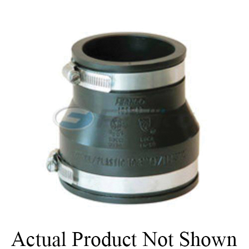 Fernco 1056-43 Flexible Pipe Coupling, 4 x 3 in Nominal, Cast Iron/Plastic End Style, PVC, Domestic
