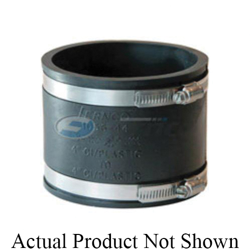 Fernco 1056-44 Flexible Pipe Coupling, 4 in Nominal, Cast Iron/Plastic End Style, PVC, Domestic