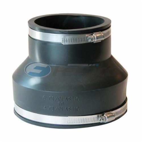 Fernco 1056-64 Flexible Pipe Coupling, 6 x 4 in Nominal, Cast Iron/Plastic End Style, PVC, Domestic