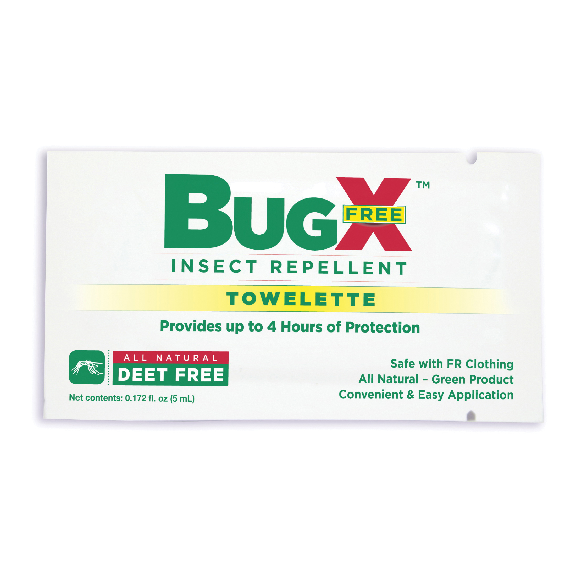 First Aid Only BugX 18-810 DEET Free Insect Repellent Wipe, 0.172 oz, Emulsion Form, Off-White/Cream, Rose Like Odor/Scent