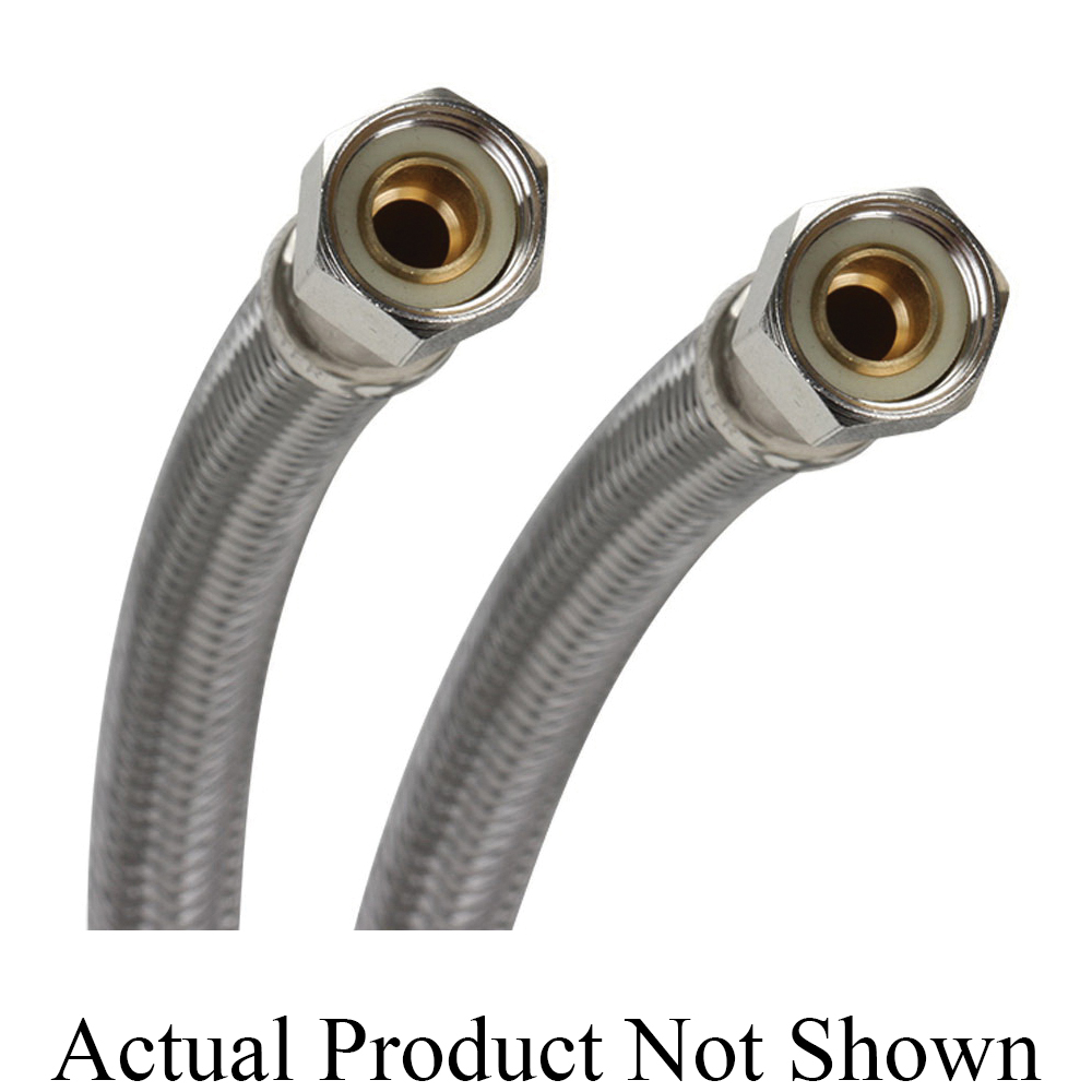 Fluidmaster B6F12 Faucet Connector, 3/8 in Nominal, Compression End Style, 12 in L, 125 psi Working, 304 Stainless Steel, Import