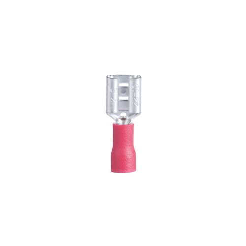 GB 20-141F Female Disconnect, 22 to 16 AWG Conductor, 1/4 in Tab, Red, Insulated