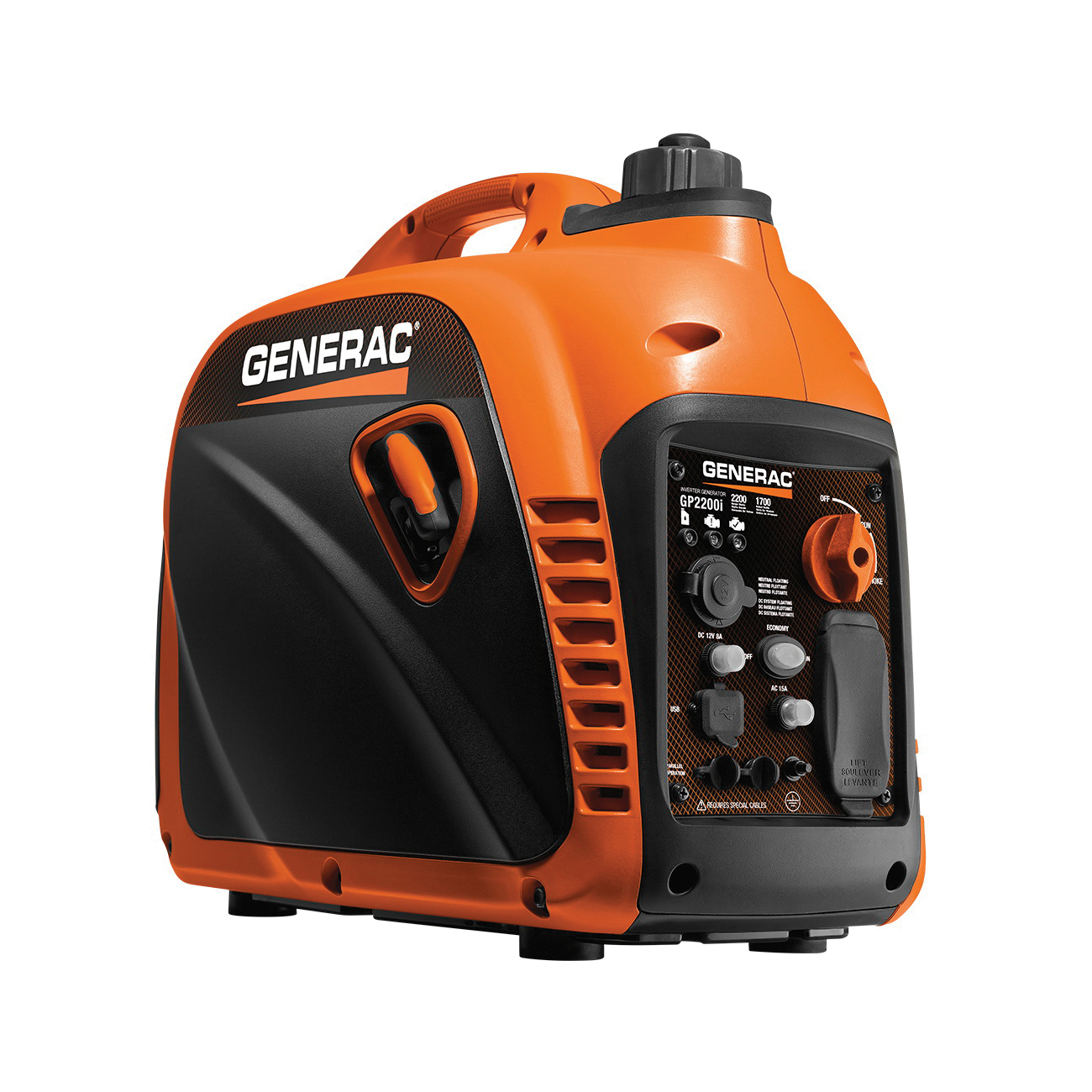 Generac 7117 GP Series Portable Inverter Generator, 120 VAC, 14.1 A, 2200 W Power Rating, OHV Engine
