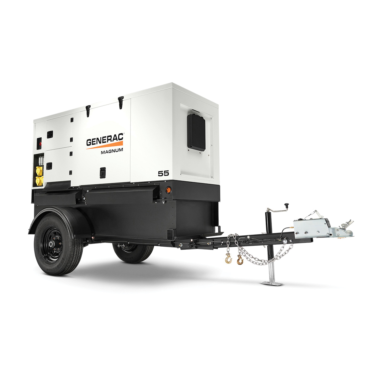 Generac Mobile Magnum MMG55DF4-STD Diesel Generator, 277/480 V, 153/66 A, 55 kVA Power Rating, John Deere 3029HFG03 After-Cooled Turbocharged Engine, 1800 rpm Speed