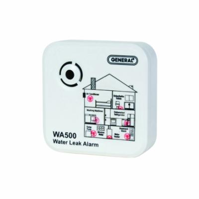 GENERAL WA500 Water Alarm, -4 to 140 deg F, 9 V Battery