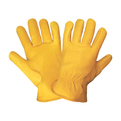 Global Glove 3200D-XL Driver Gloves, Drivers, Full Finger/Keystone Thumb Style, SZ 10/XL, Deerskin Leather Palm, Grade Deerskin Leather, Yellow, Elastic Slip-On/Open Cuff, Unlined Lining