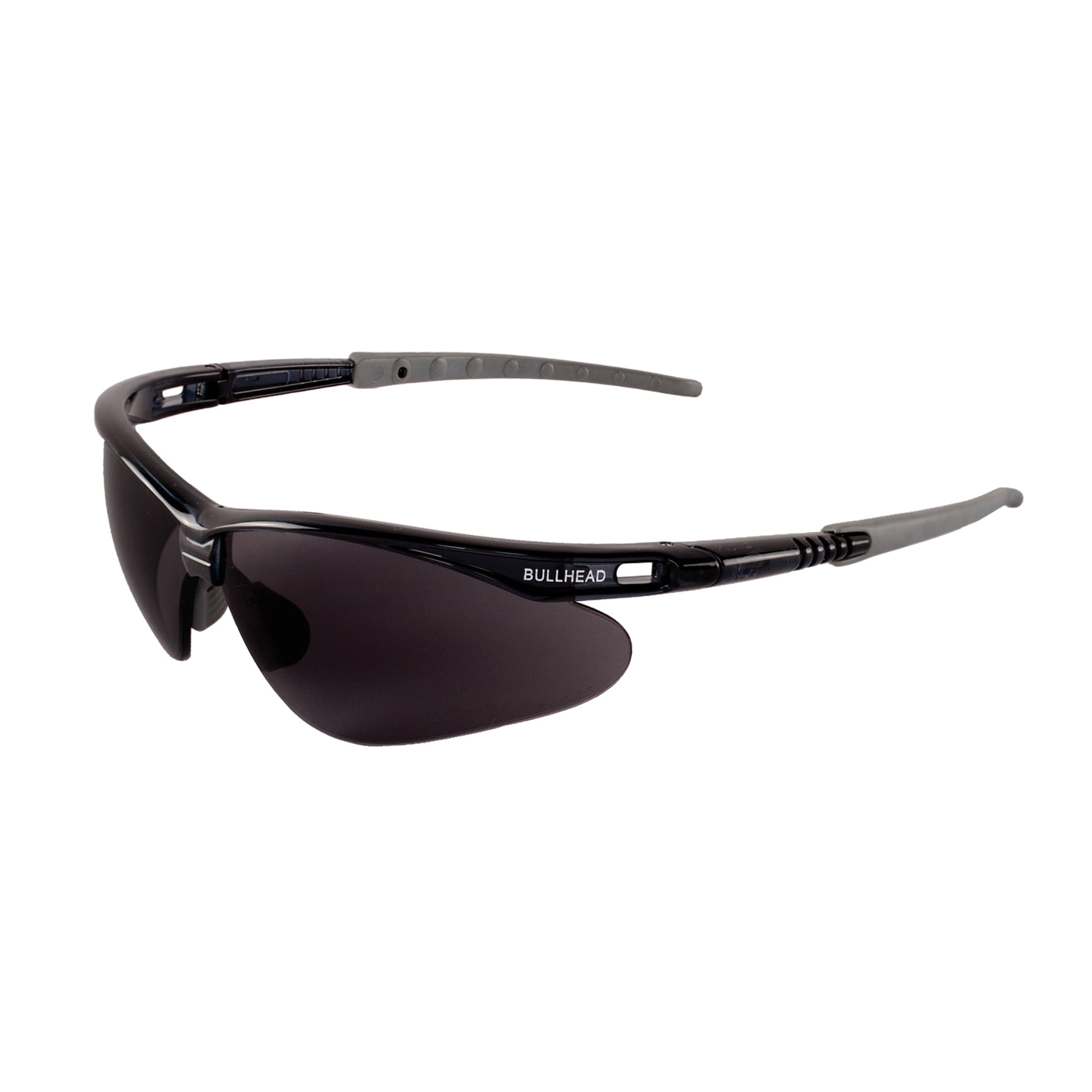 Bullhead Safety Eyewear Stinger BH633AF Safety Glasses, Anti-Scratch/Hydophilic, Smoke Lens, Half Framed Frame, Crystal Black, Plastic Frame, ANSI Z87.1-2015