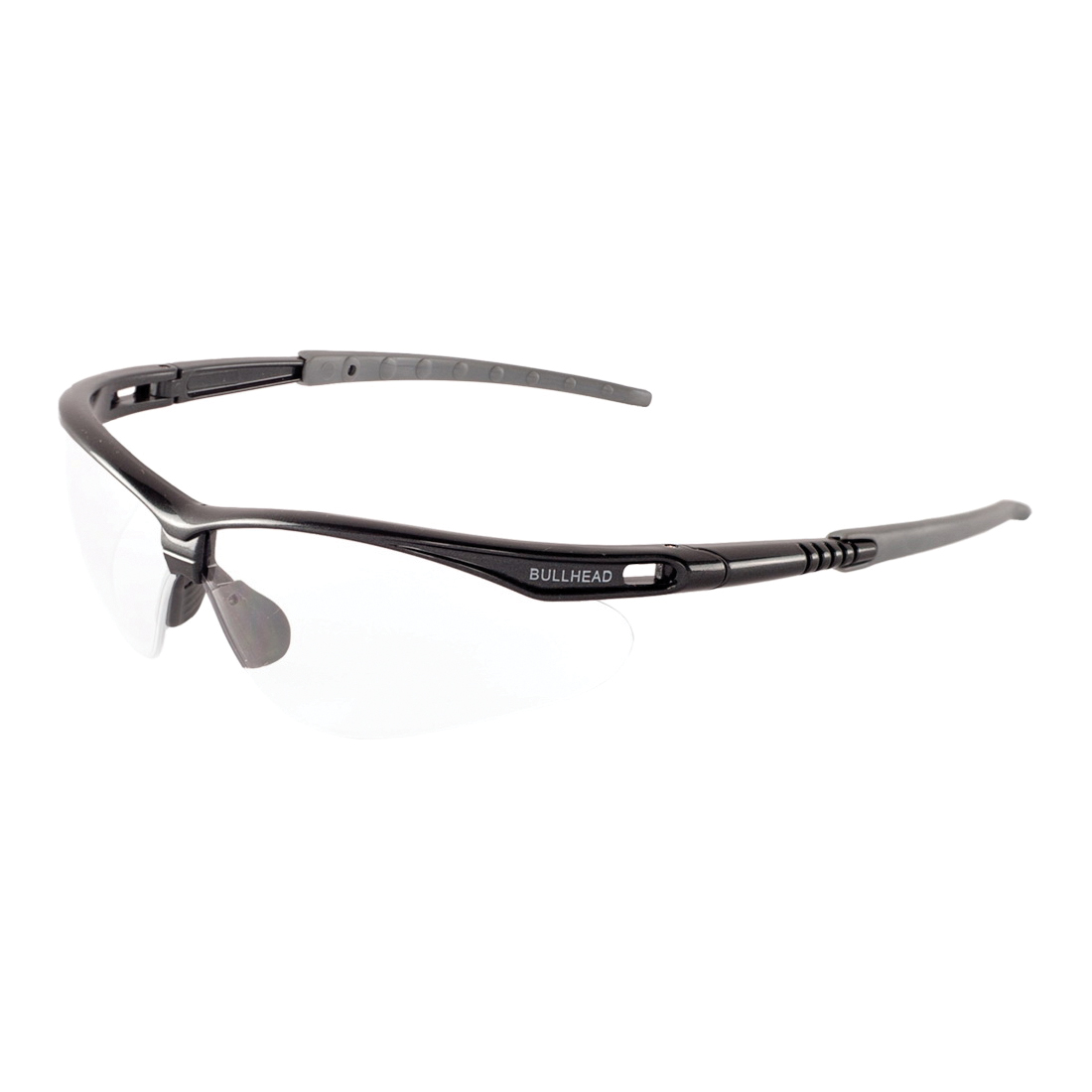 Bullhead Safety Eyewear Stinger BH691 Safety Glasses, Anti-Scratch, Clear Lens, Half Framed Frame, Shiny Pearl Gray, Plastic Frame, ANSI Z87.1-2015
