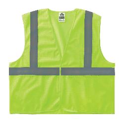 GloWear 20975 8205HL Super Economy Vest, L/XL, Lime, Polyester Mesh, Hook and Loop Closure, ANSI Class: Class 2, ANSI/ISEA 107-2015 Type R