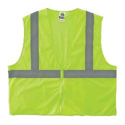 GloWear 20993 8205Z Super Economy Vest, S/M, Lime, Polyester Mesh, Zipper Closure, ANSI Class: Class 2, ANSI/ISEA 107-2015 Type R