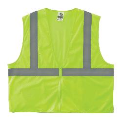 GloWear 20999 8205Z Super Economy Vest, 4XL/5XL, Lime, Polyester Mesh, Zipper Closure, ANSI Class: Class 2, ANSI/ISEA 107-2015 Type R