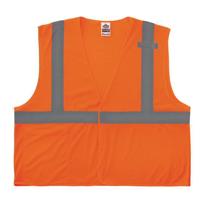 GloWear 21011 8210HL Economy Safety Vest, XS, Hi-Viz Orange, Polyester Mesh, Hook and Loop Closure, 1 Pockets, ANSI Class: Class 2, ANSI/ISEA 107 Type R