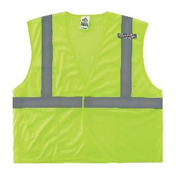 GloWear 21027 8210HL Economy Standard Vest, 2XL/3XL, Hi-Viz Lime, Polyester Mesh, Hook and Loop Closure, 1 Pockets, ANSI Class: Class 2, Specifications Met: ANSI/ISEA 107-2015 Type R
