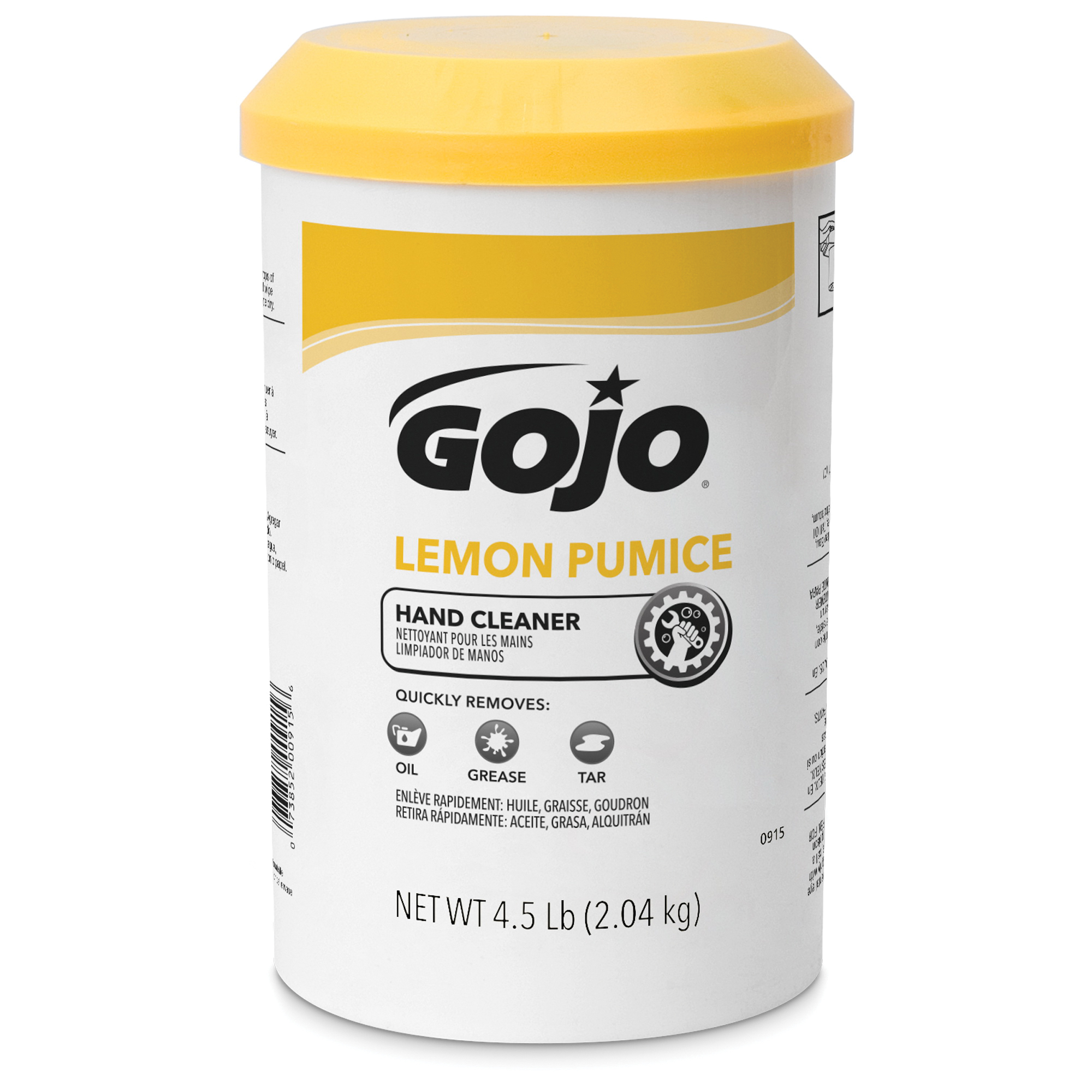 GOJO 0915-06 Pumice Hand Cleaner, 4.5 lb Nominal, Plastic Cartridge Package, Liquid Form, Fresh Lemon Odor/Scent, Green/Opaque