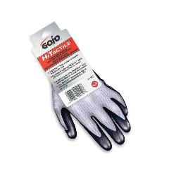 GOJO 1432-12 HITACTILE General Purpose Gloves, Professional Technician, L, CHEMTRILE Nitrile Palm, High Strength Nylon, Black/White, CHEMTRILE Nitrile Coating, Resists: Oil and Liquid, Unlined Lining, Ergonomic/Full Finger