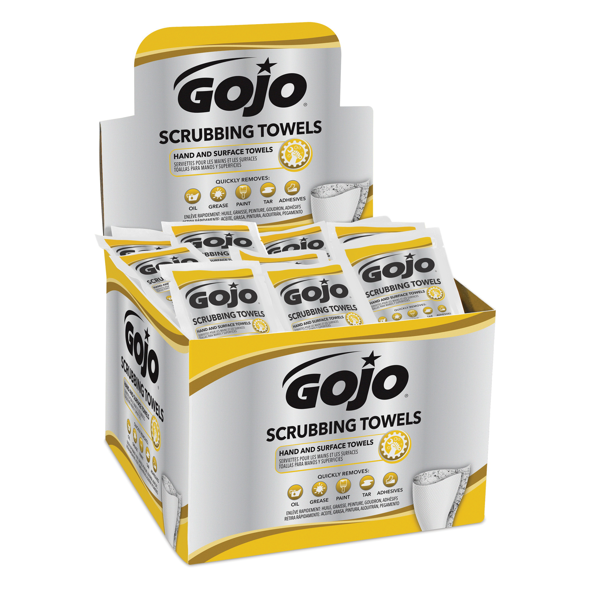 GOJO 6380-04 Scrubbing Towel, Polypropylene, Clear/Clear to Pale Yellow/Gray