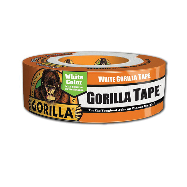 Gorilla 6025001 Double Thick Adhesive Tape, 30 yd L x 1.88 in W, Polymer Based PSA Adhesive, White