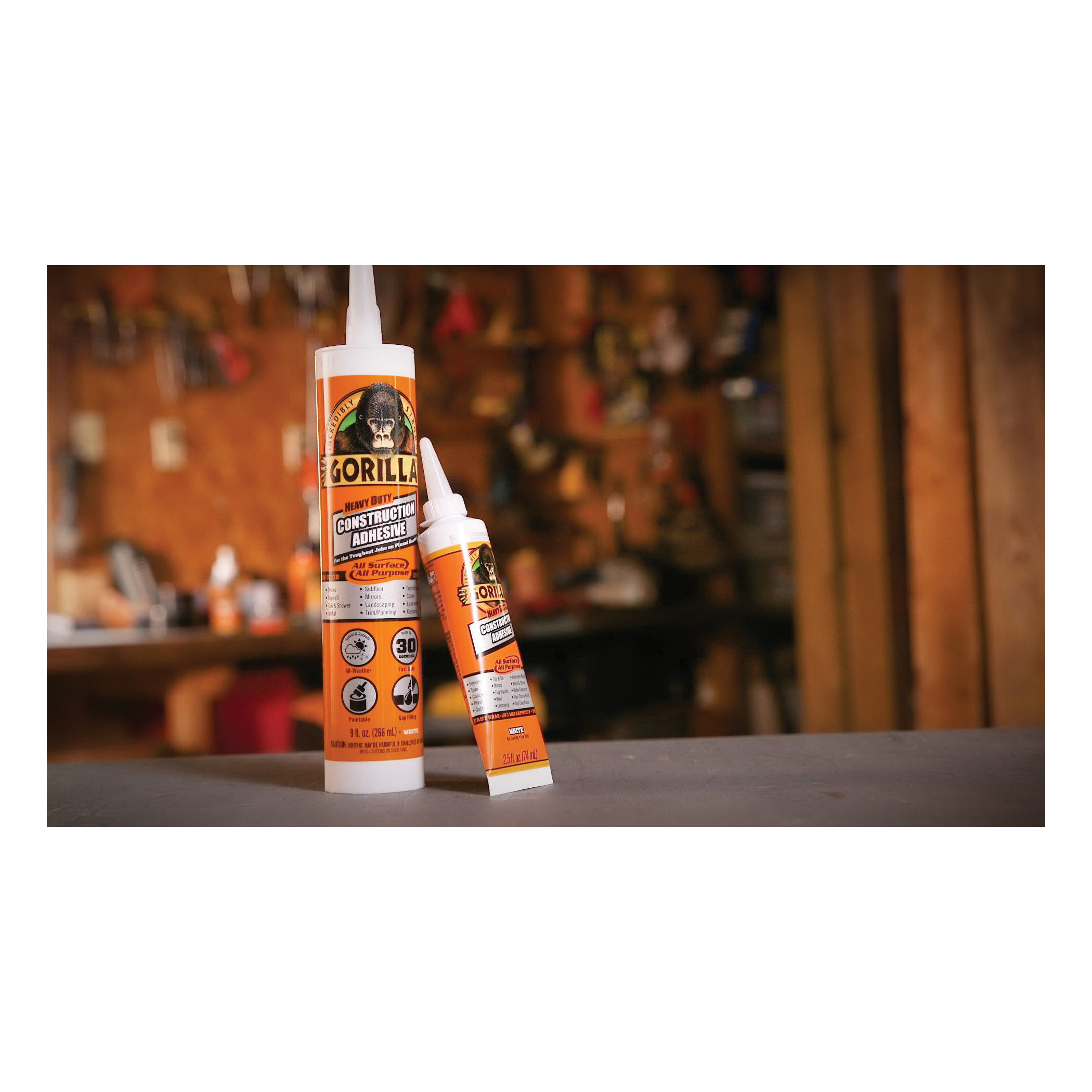 Gorilla 8010003 Heavy Duty Construction Adhesive, 9 oz Tube