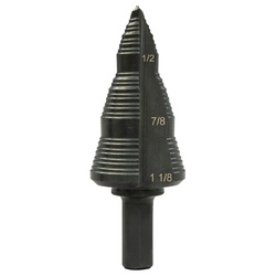 Greenlee GSB09-B Multi-Hole Step Drill Bit, 3/16 in Dia Min Hole, 1-1/8 in Dia Max Hole, 4 Steps, Steel