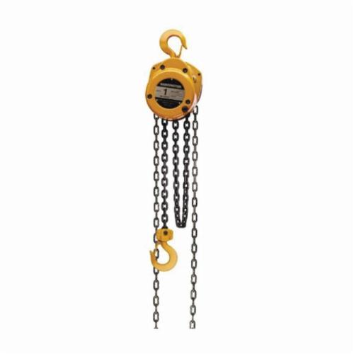 HARRINGTON CF030-15 CF Series Manual Chain Hoist, 6000 lb Load, 15 ft H Lifting, 23-1/4 in Min Between Hooks, 1-11/16 in Hook Opening, 92 lb Rated