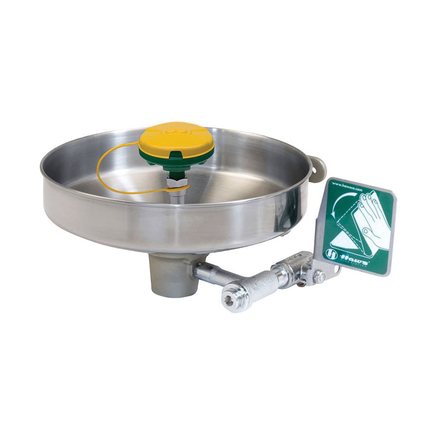 Haws AXION 7360B-7460B MSR Eye/Face Wash With Stainless Steel Bowl, Wall Mount, Push Handle Operation, ANSI Z358.1