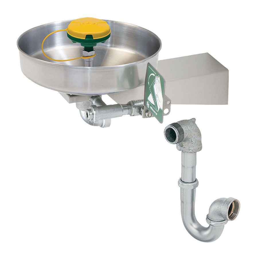 Haws AXION 7360BTWC Barrier Free MSR Eye/Face Wash With Stainless Steel Bowl, Wall Mount, Push Handle Operation, ANSI Z358.1