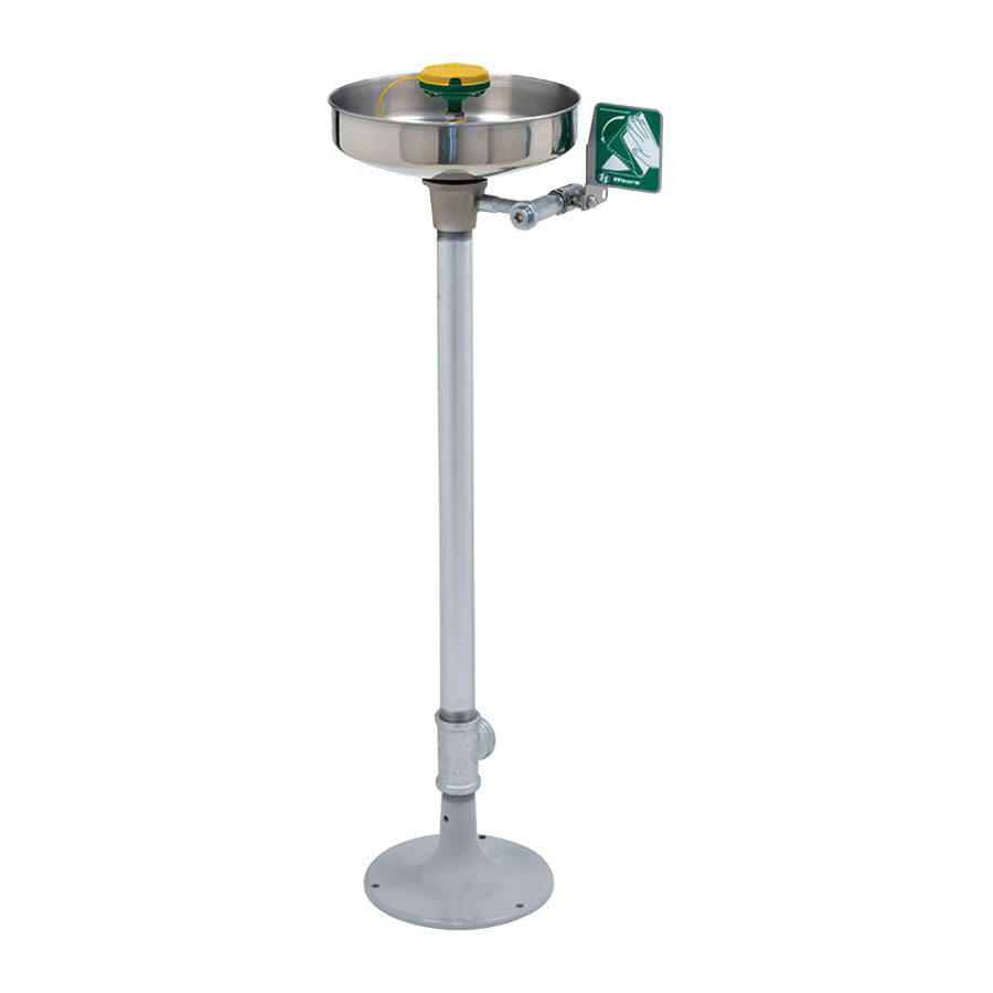 Haws AXION 7361-7461 MSR Eye/Face Wash With Stainless Steel Bowl, Pedestal Mount, Push Handle Operation, ANSI Z358.1