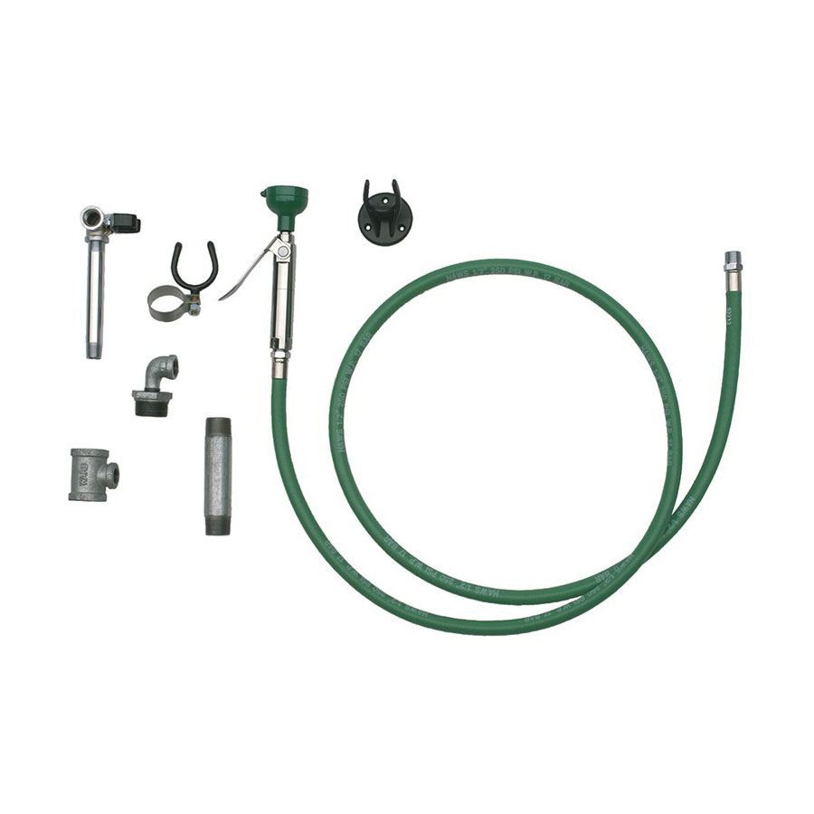Haws 8901RFK Emergency Body Spray Kit, 8 ft L Hose, Squeeze Valve, 6.25 gpm Flow Rate, Rubber Hose, ANSI Z358.1-2004, CSA Certified