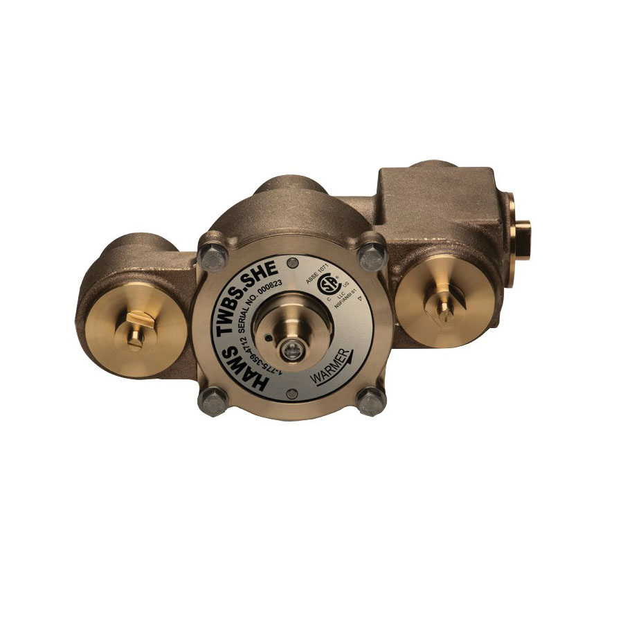 Haws AXION TWBS.SHE Emergency Tempering Thermostatic Mixing Valve, 1-1/4 in Nominal, FNPT End Style, 125 psi Pressure, 1 to 74 gpm Flow, Brass Body